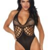 Leg Avenue - Net thong back halter teddy one size